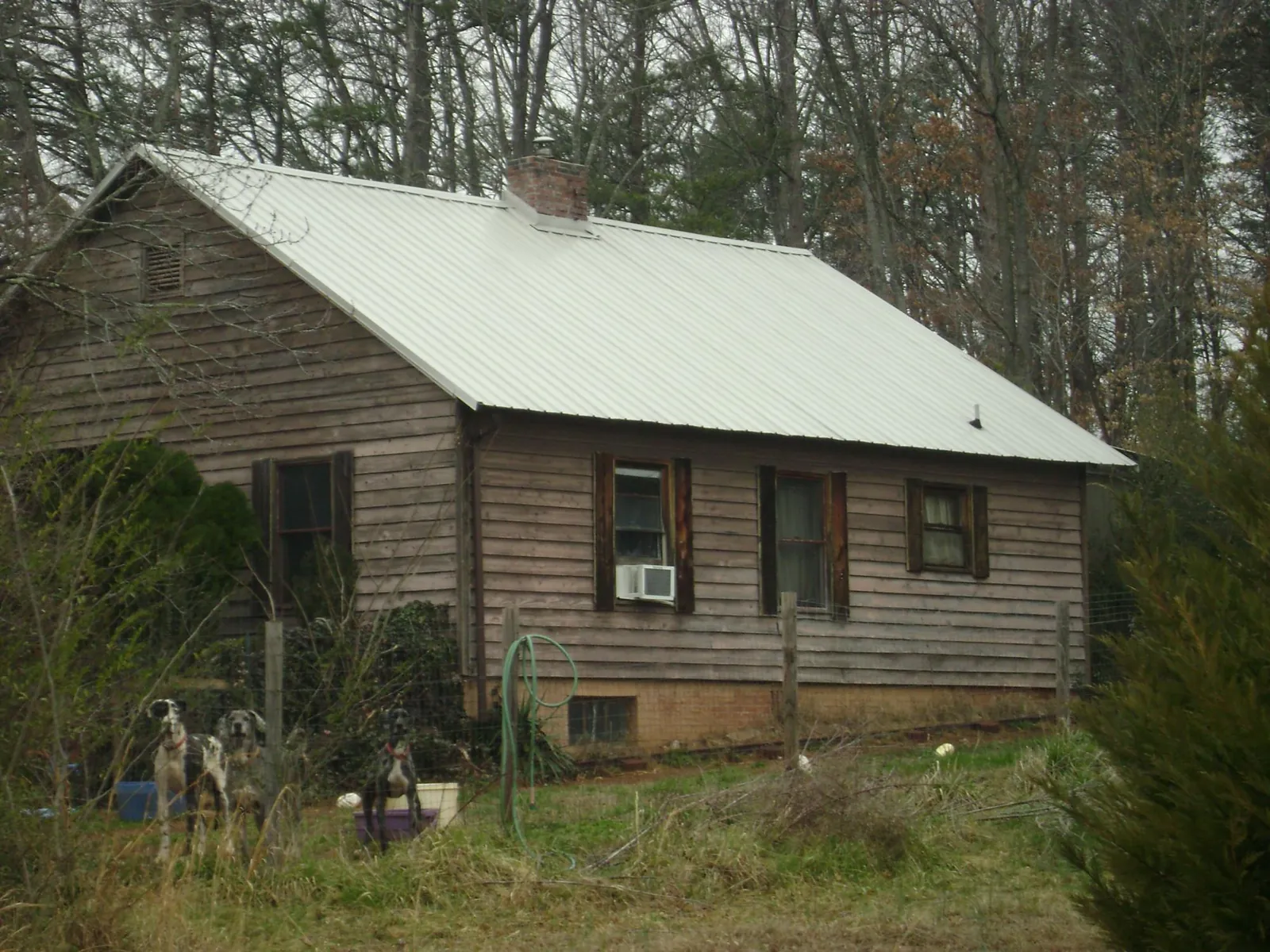 White metal roof on an old wood sided farmhouse, from a Asphalt Shingle Roof Repair job in Clearfield
